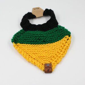 Handmade Hand Knit Jamaica Flag Themed Knit Baby Bib 0-3 mo